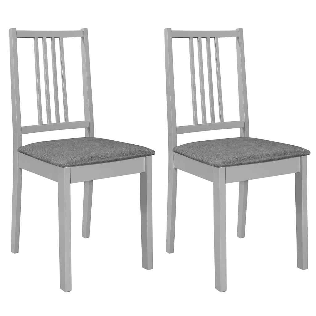 vidaXL Cadeiras de jantar com almofadões 2 pcs madeira maciça branco