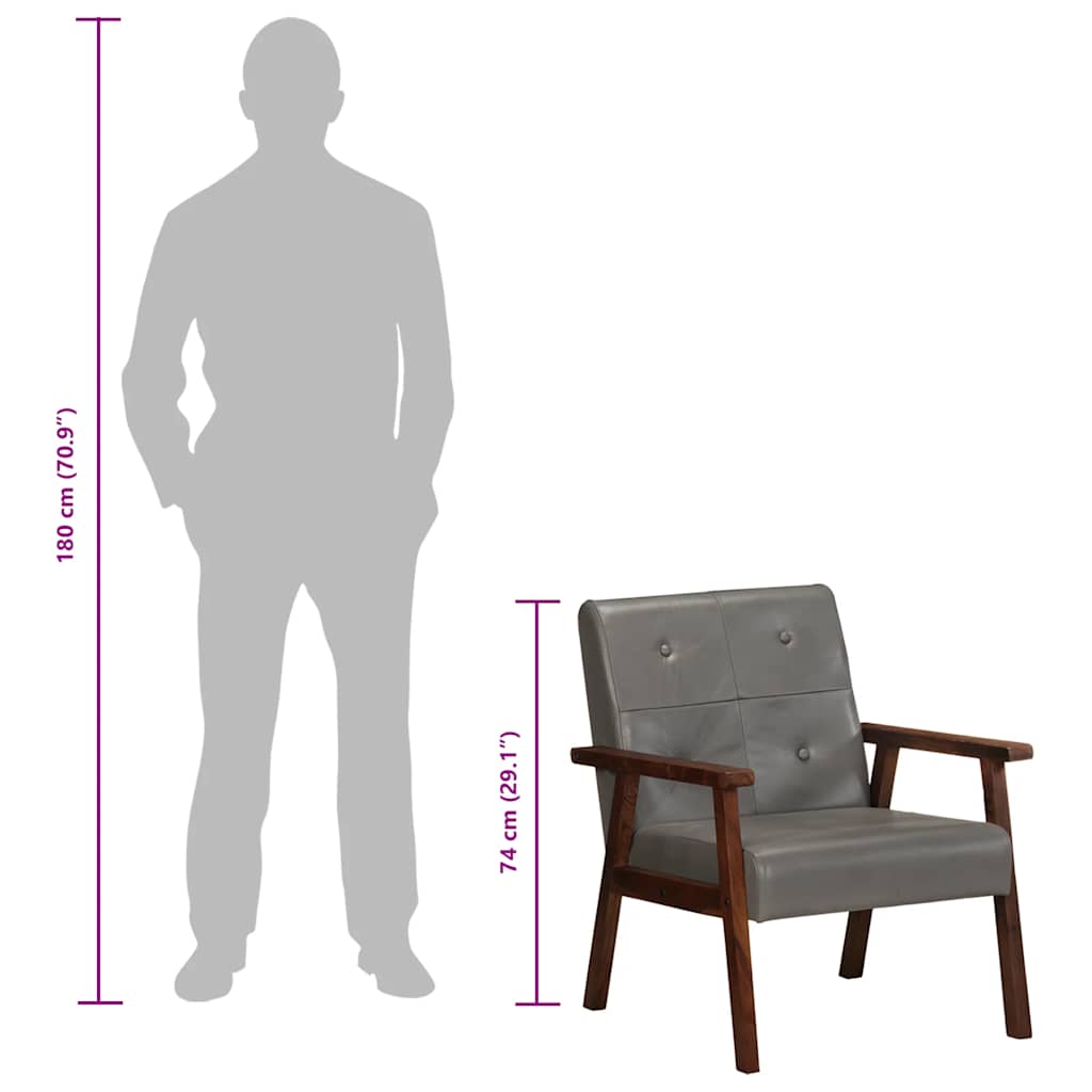 vidaXL Poltrona em couro genuíno cinzento