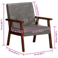 vidaXL Poltrona em couro genuíno cinzento