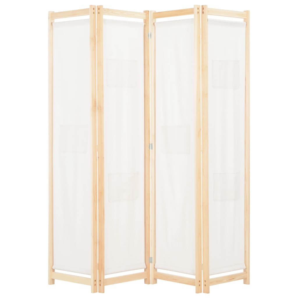 vidaXL Divisória de quarto com 5 painéis 200x170x4 cm tecido creme