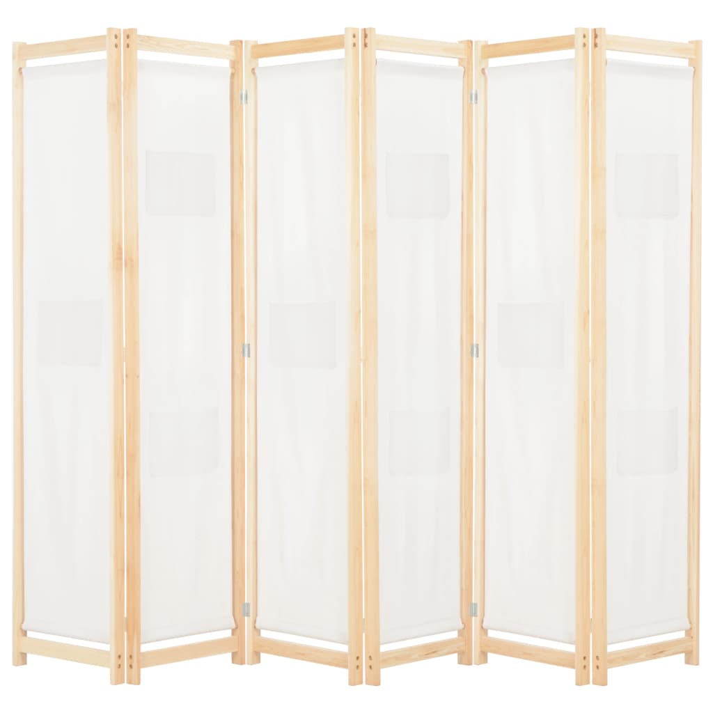 vidaXL Divisória de quarto com 5 painéis 200x170x4 cm tecido creme