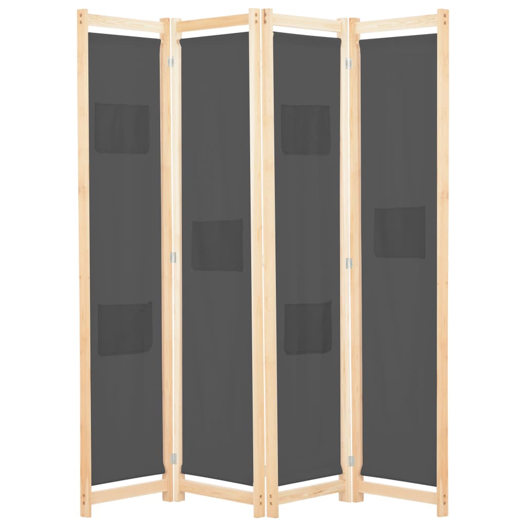 vidaXL Divisória de quarto com 5 painéis 200x170x4 cm tecido creme