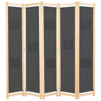 vidaXL Divisória de quarto com 5 painéis 200x170x4 cm tecido creme