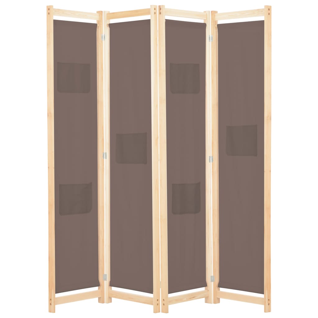 vidaXL Divisória de quarto com 5 painéis 200x170x4 cm tecido creme