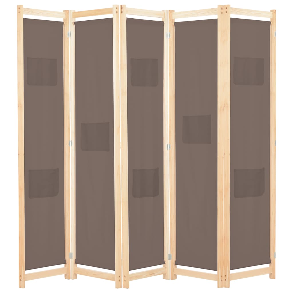 vidaXL Divisória de quarto com 5 painéis 200x170x4 cm tecido creme