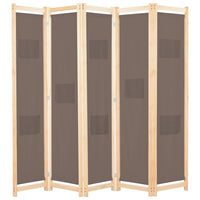 vidaXL Divisória de quarto com 5 painéis 200x170x4 cm tecido creme