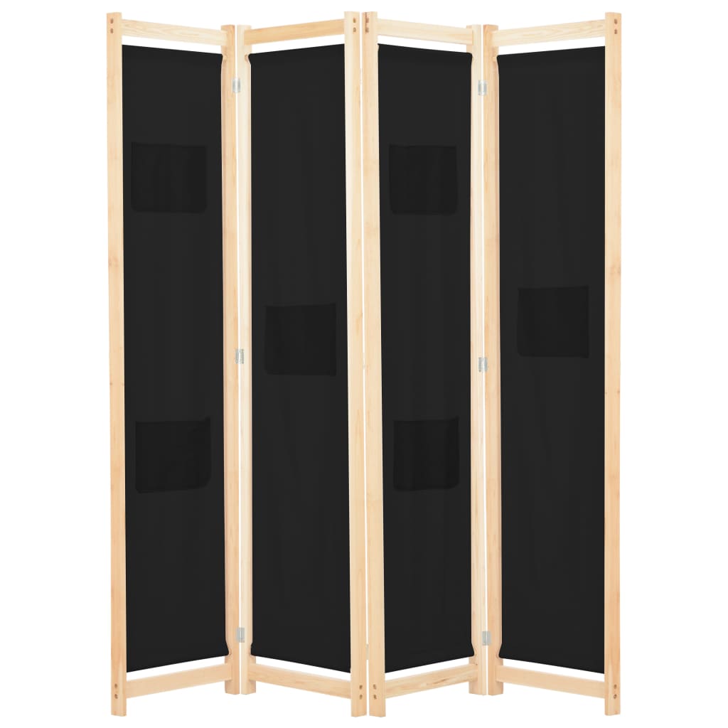 vidaXL Divisória de quarto com 5 painéis 200x170x4 cm tecido creme