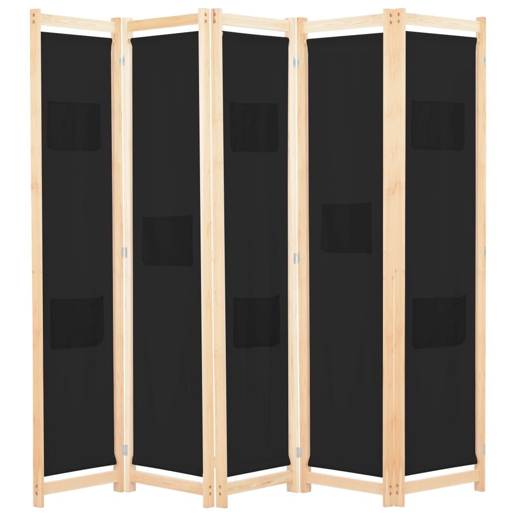vidaXL Divisória de quarto com 5 painéis 200x170x4 cm tecido creme