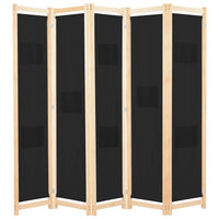 vidaXL Divisória de quarto com 5 painéis 200x170x4 cm tecido creme