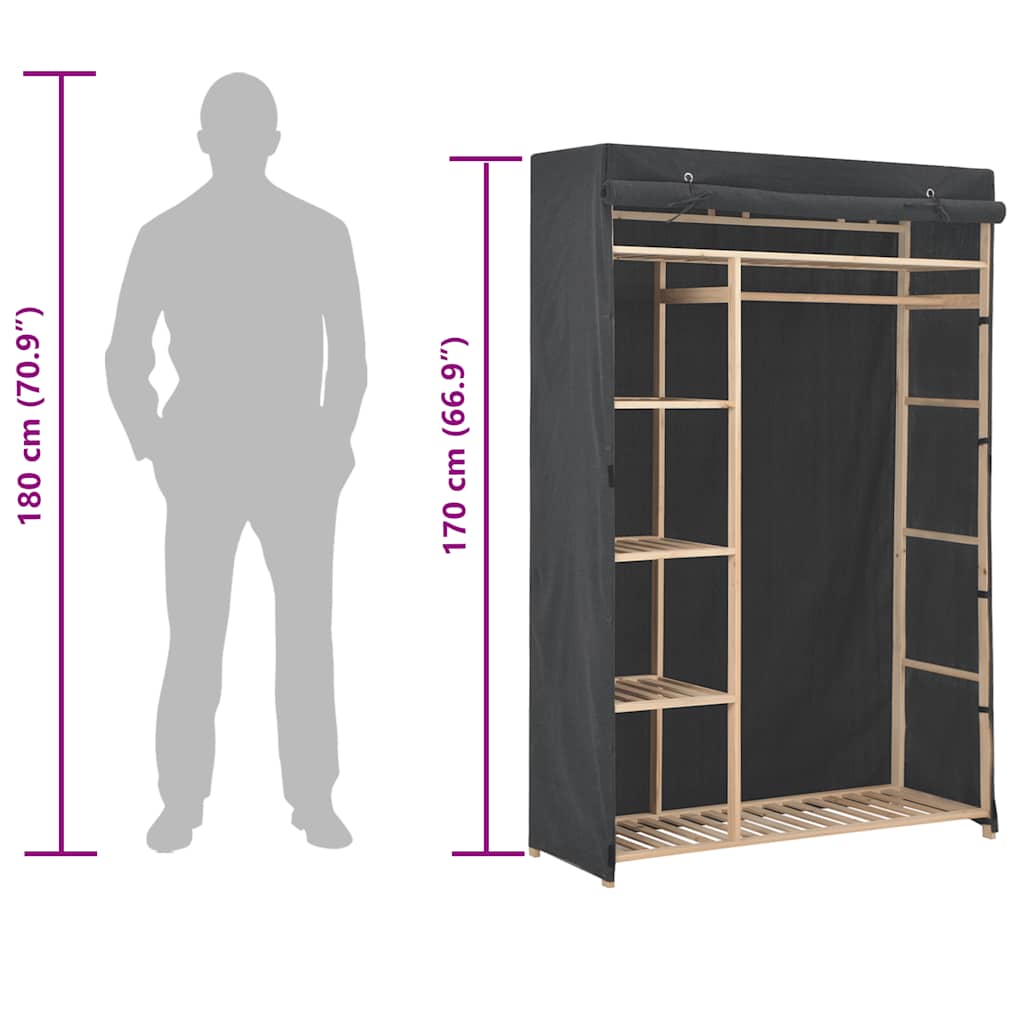 vidaXL Roupeiro 110x40x170 cm tecido cinzento
