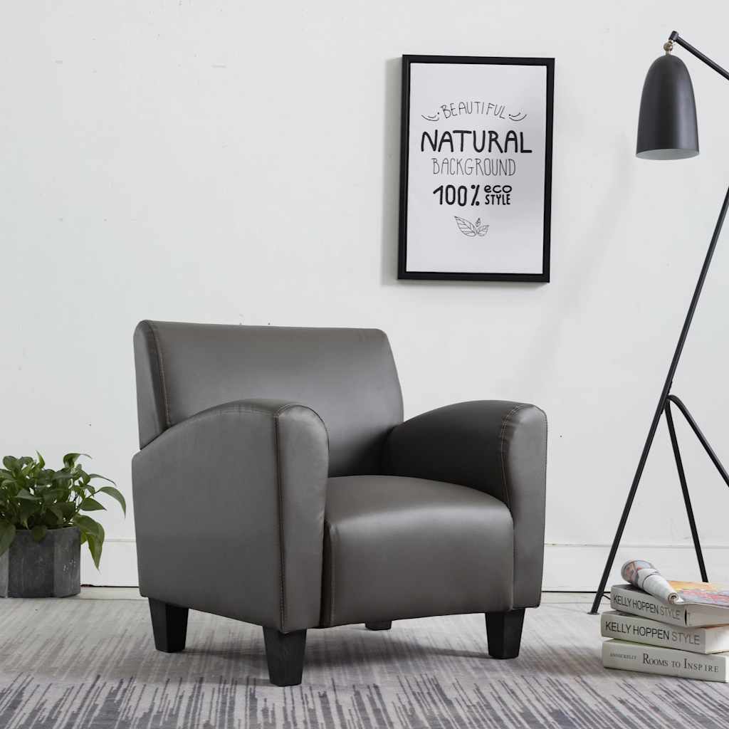 vidaXL Poltrona couro artificial castanho-escuro
