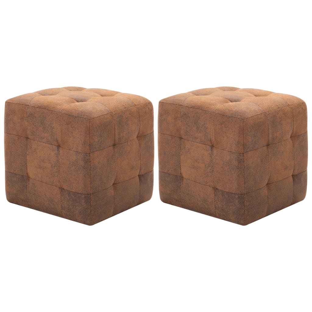vidaXL Mesas de cabeceira 2pcs 30x30x30 cm camurça artificial castanho