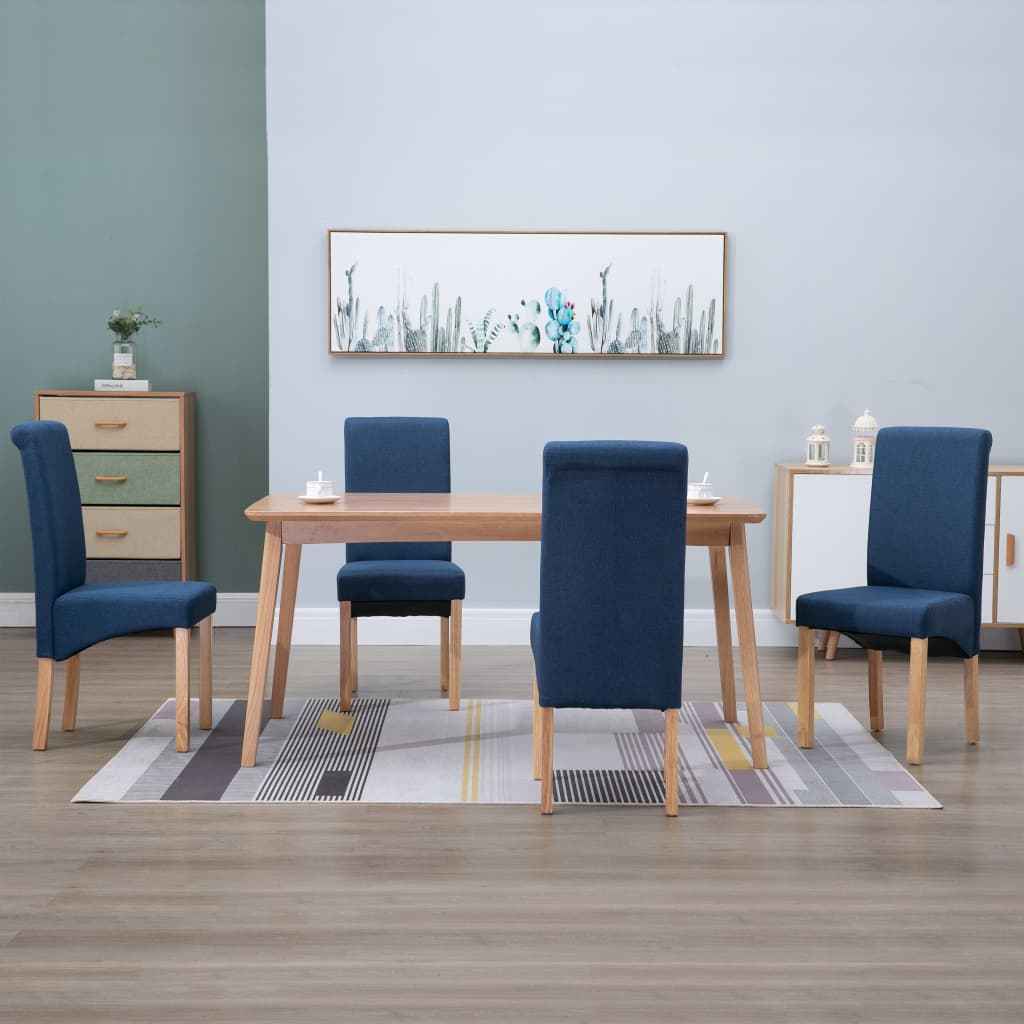 vidaXL Cadeiras de jantar 4 pcs tecido azul