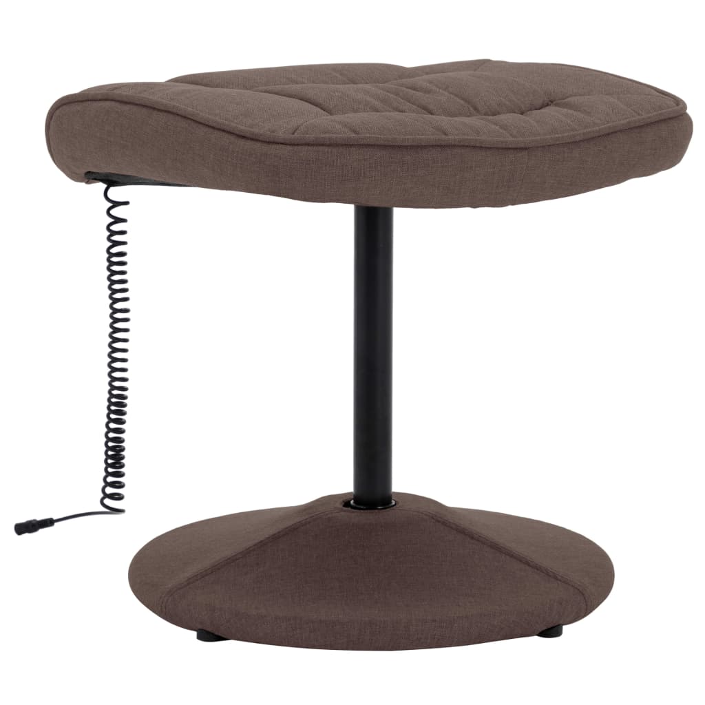 vidaXL Cadeira massagens reclinável c/ apoio pés tecido castanho