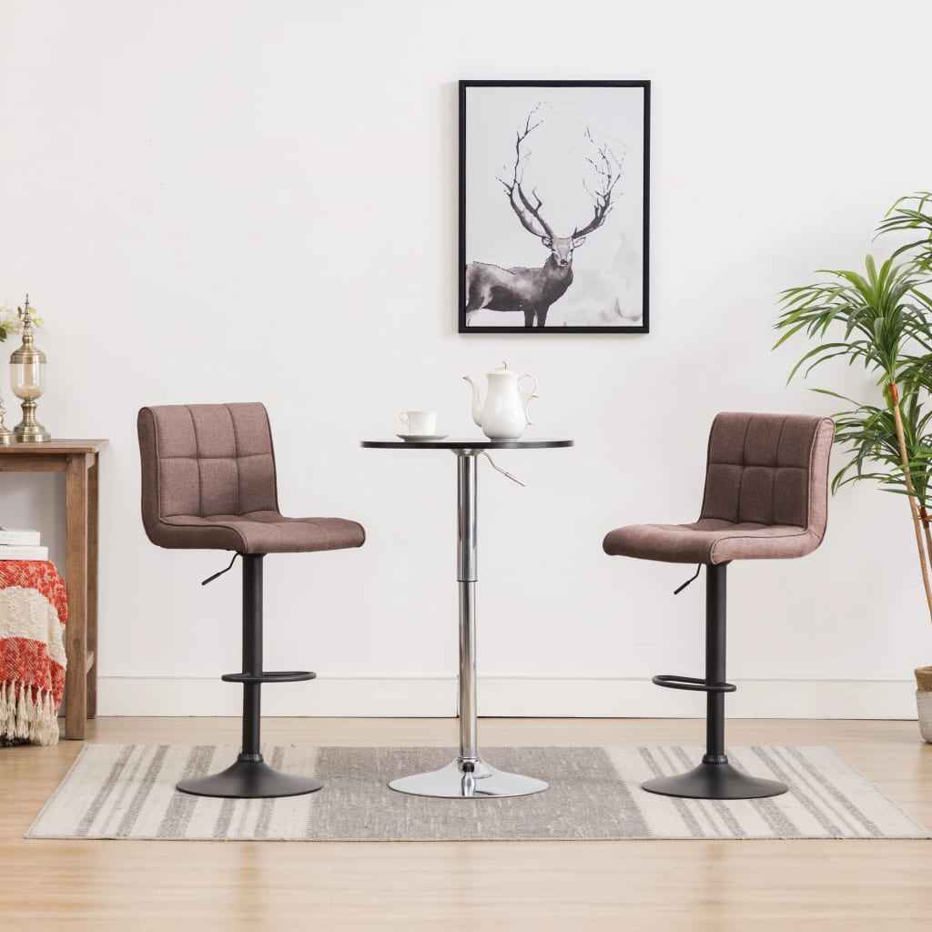 vidaXL Bancos de bar 2 pcs tecido cinzento-acastanhado