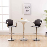 vidaXL Bancos de bar c/ apoios braços 2 pcs couro artificial castanho