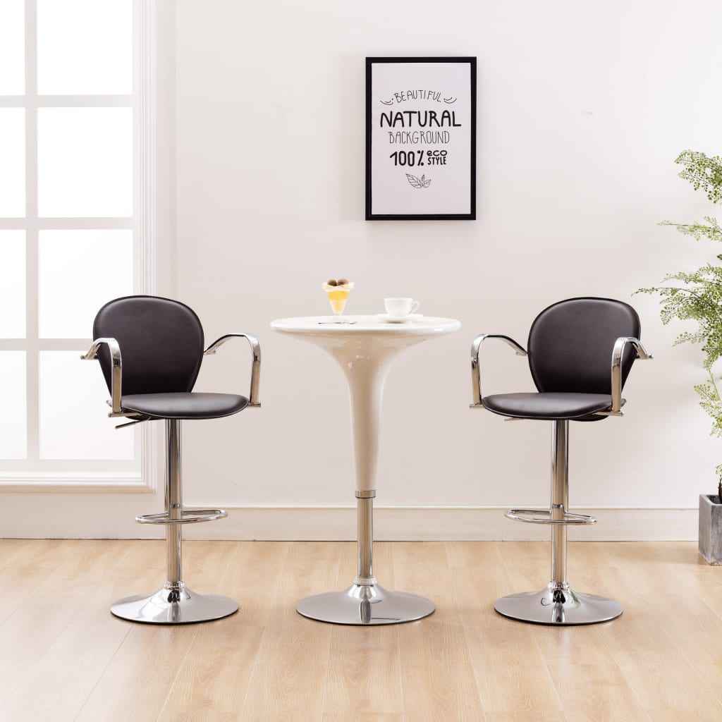 vidaXL Bancos de bar c/ apoios braços 2 pcs couro artificial castanho