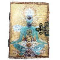 Leather "Buddha Seven Chakra" Deckle-edge Notebook (7x5")
