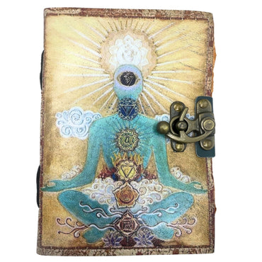 Leather "Buddha Seven Chakra" Deckle-edge Notebook (7x5")
