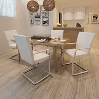 vidaXL Cadeiras de jantar cantilever 2 pcs couro artificial branco