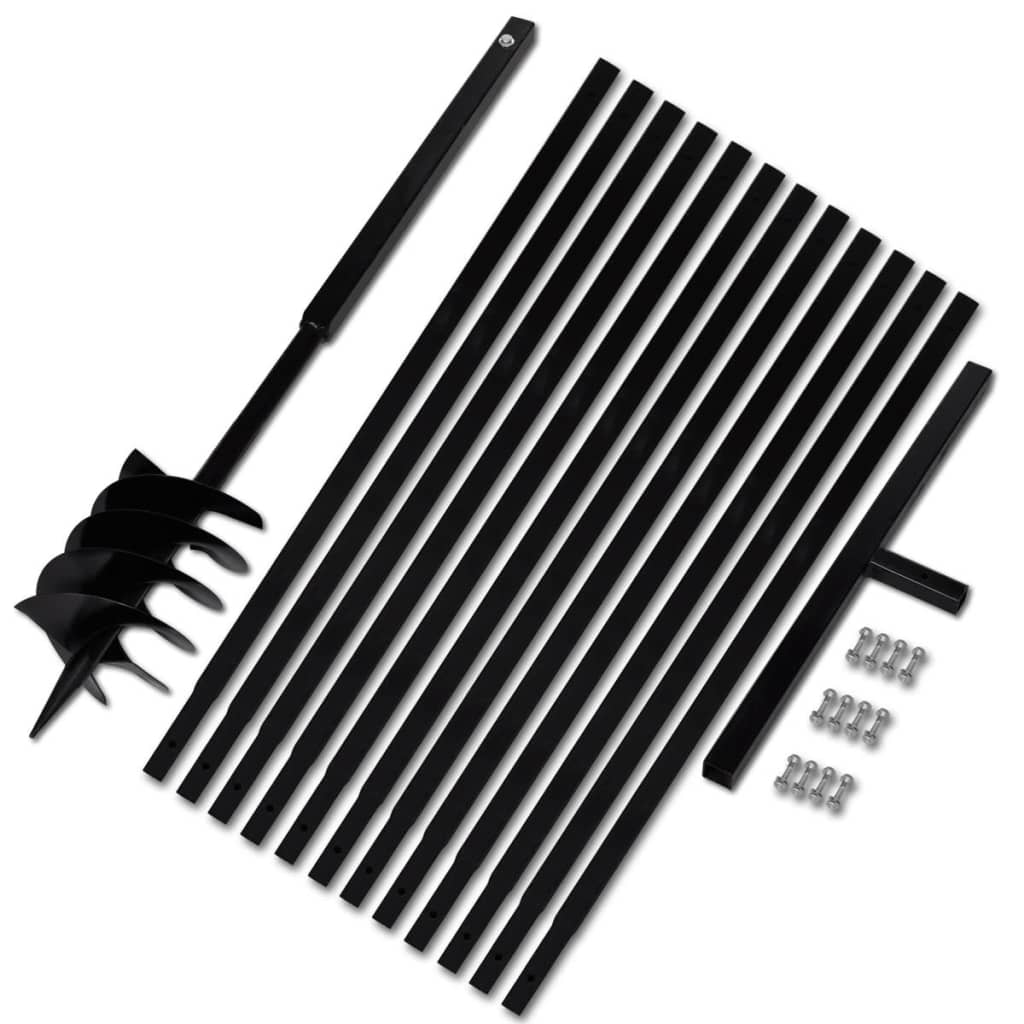 Broca de solo manual 100 mm com tubo de prolongamento 5 m aço