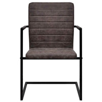 vidaXL Cadeiras de jantar cantilever 4 pcs couro artificial castanho escuro