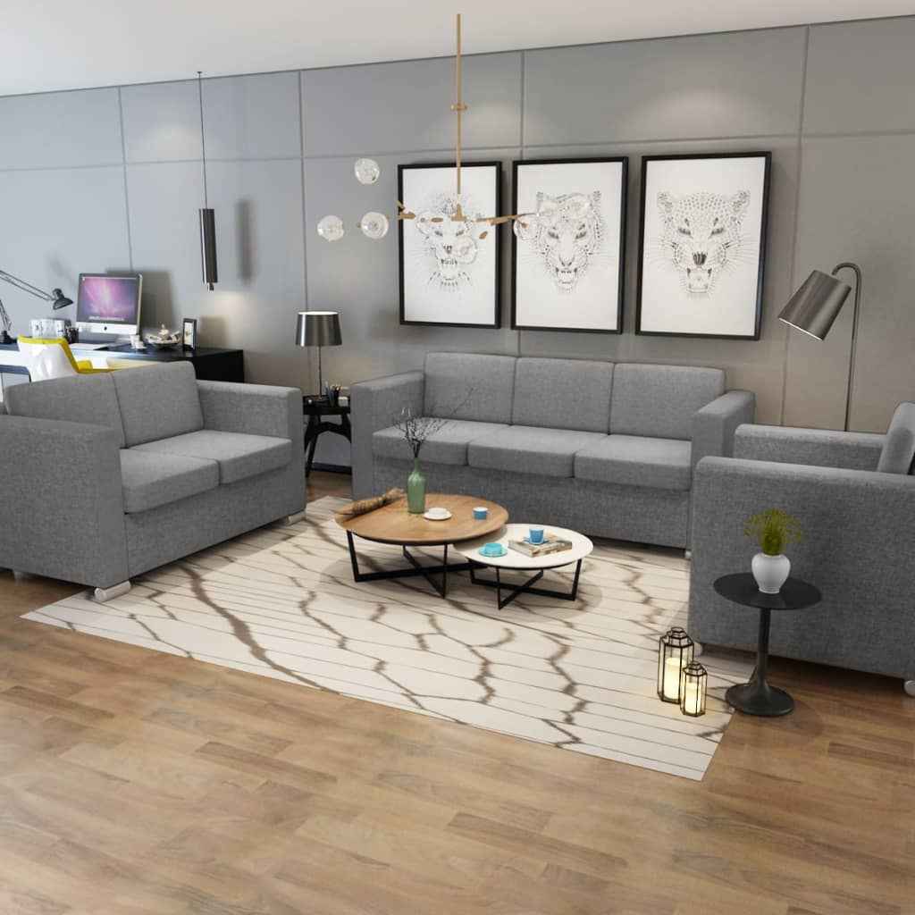 vidaXL Sofá de 2 lugares em tecido cinzento claro