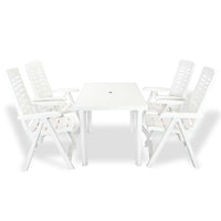vidaXL Conjunto de jantar de exterior 5 pcs plástico branco