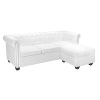 vidaXL Sofá Chesterfield em forma de L couro artificial branco