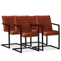 vidaXL Cadeiras de jantar 2 pcs couro genuíno castanho