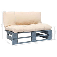 vidaXL Sofá de paletes p/ jardim c/ almofadões cor areia madeira pinho