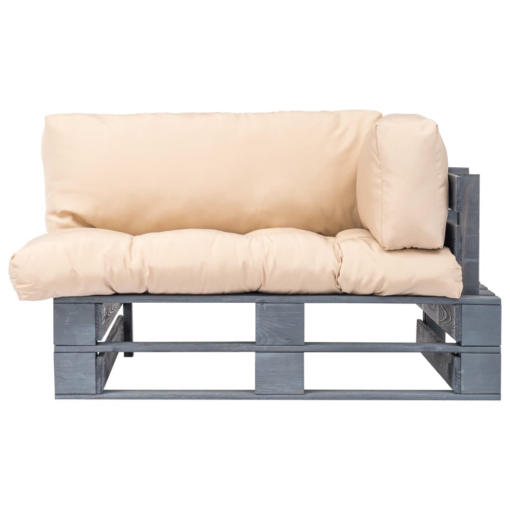 vidaXL Sofá de paletes p/ jardim c/ almofadões cor areia madeira pinho