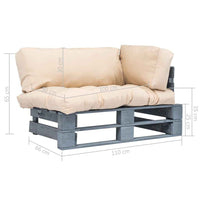 vidaXL Sofá de paletes para jardim com almofadões cinzentos pinho