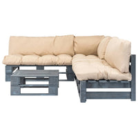 vidaXL Conj. lounge de paletes 4 pcs com almofadões cinzentos madeira