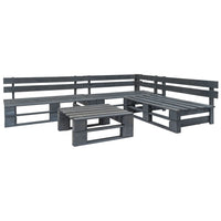 vidaXL Conj. lounge de paletes 4 pcs com almofadões cinzentos madeira