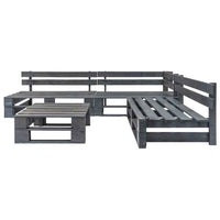 vidaXL Conj. lounge de paletes 4 pcs com almofadões cinzentos madeira