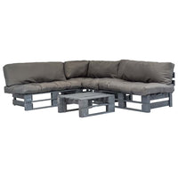 vidaXL Conj. lounge de paletes 4 pcs com almofadões cinzentos madeira