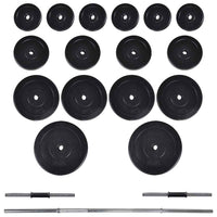 vidaXL Banco musculação c/ conjunto de barras e halteres 60,5 kg