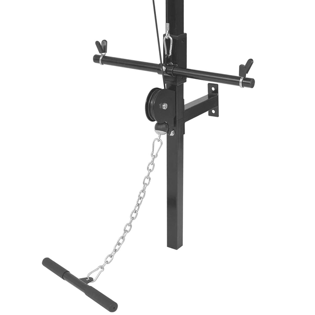 vidaXL Torre musculação parede com conjunto barras e halteres 60,5 kg