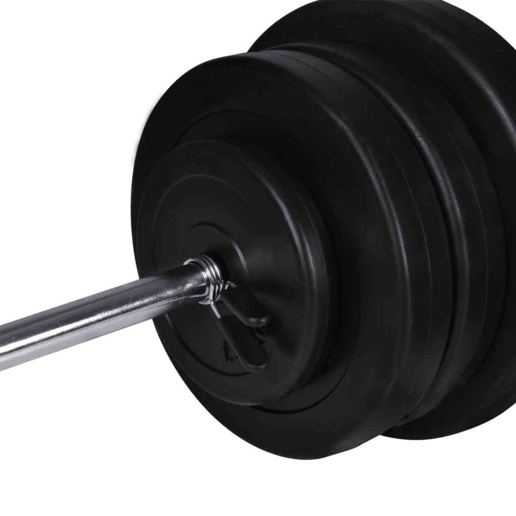 vidaXL Torre musculação parede com conjunto barras e halteres 60,5 kg