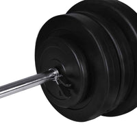 vidaXL Torre musculação parede com conjunto barras e halteres 60,5 kg