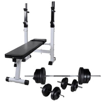 vidaXL Banco musculação c/ suporte p/ pesos + barras e halteres 60,5kg