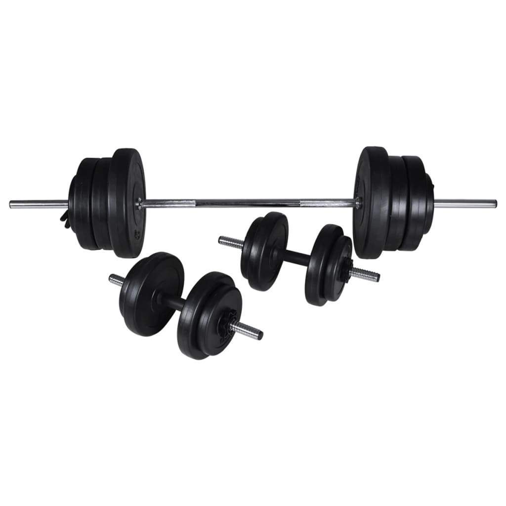 vidaXL Banco musculação c/ suporte p/ pesos + barras e halteres 60,5kg