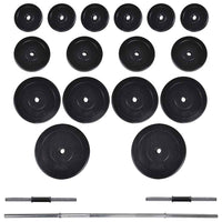 vidaXL Banco musculação c/ suporte p/ pesos + barras e halteres 60,5kg