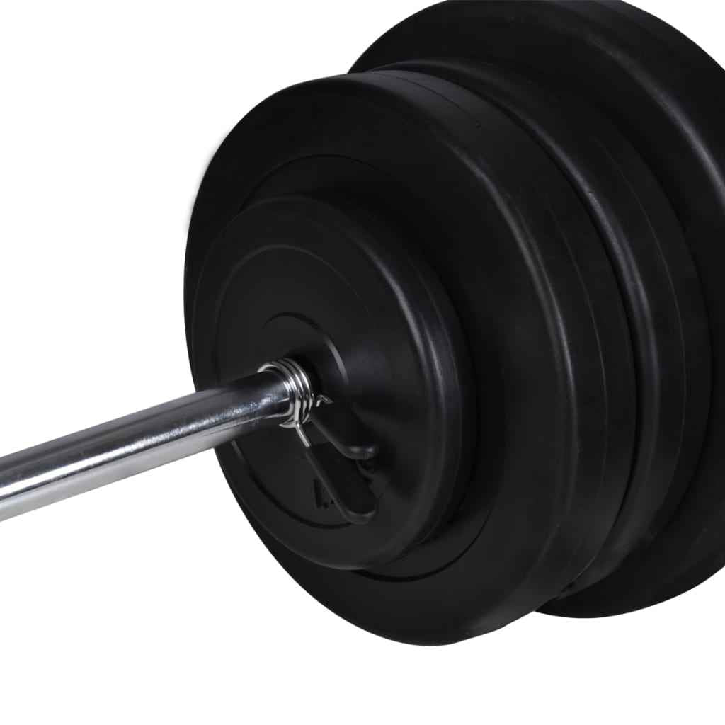 vidaXL Banco musculação c/ suporte p/ pesos + barras e halteres 60,5kg