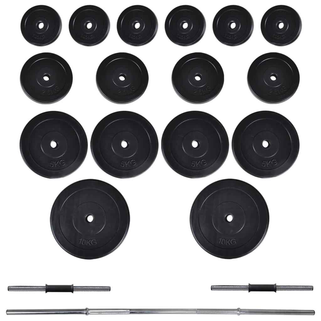 vidaXL Banco musculação c/ suporte p/ pesos + barras e halteres 60,5kg