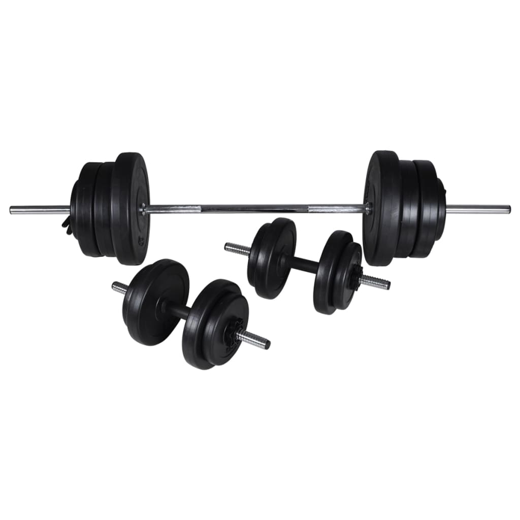 vidaXL Banco musculação c/ suporte p/ pesos + barras e halteres 60,5kg