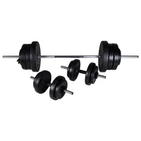 vidaXL Banco musculação c/ suporte p/ pesos + barras e halteres 60,5kg