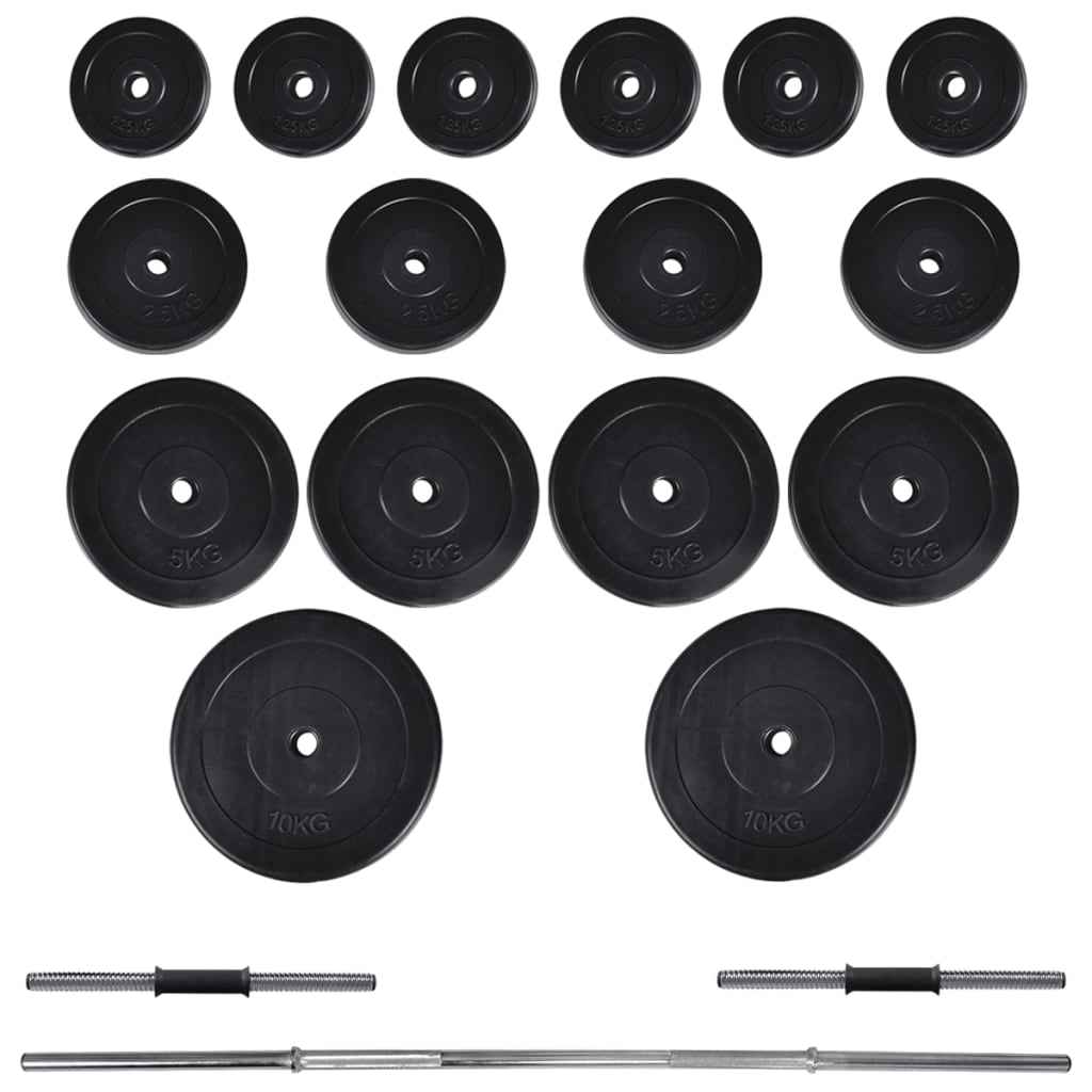 vidaXL Banco musculação c/ suporte p/ pesos + barras e halteres 60,5kg