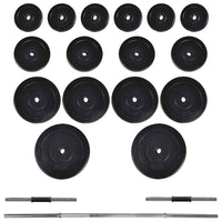 vidaXL Banco musculação c/ suporte p/ pesos + barras e halteres 60,5kg